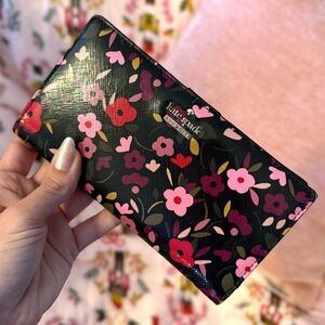 kate spade Black and Pink Floral Wallet